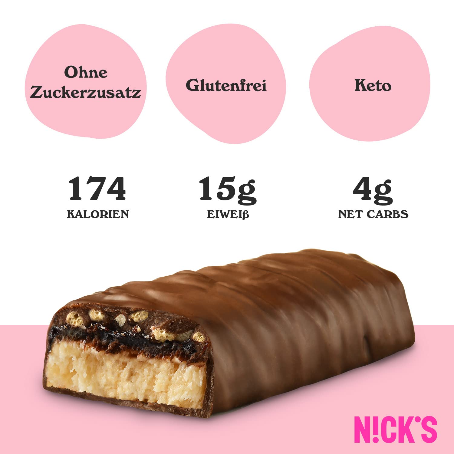 NICKS Protein Bar Mix, Keto Protein Bars Low carb snacks without added sugar, Gluten free | 15g protein with collagen (9 protein bars x 50g)