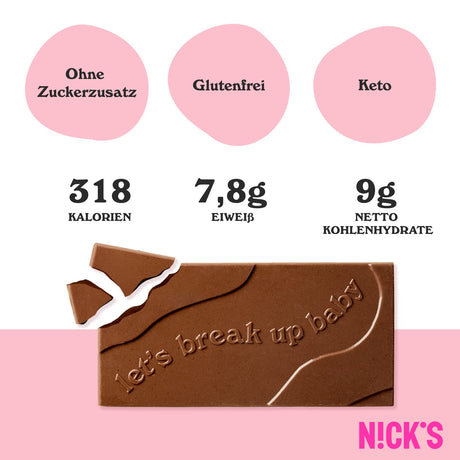 Nicks Milk Chocolate Caramelo Crunch No Agreguing Azgar, sin gluten, bajo en carbohidratos, sin aceite de palma, barras de chocolate ceto (3x75 g)