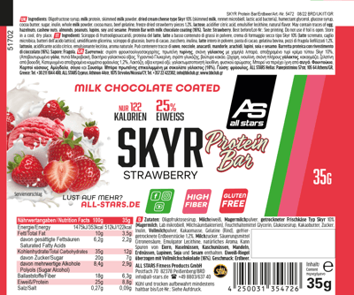 All Stars Skyr Protein Bar Jordbær 35G