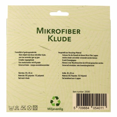 Mikrofiber rengøringsklude 4-pak