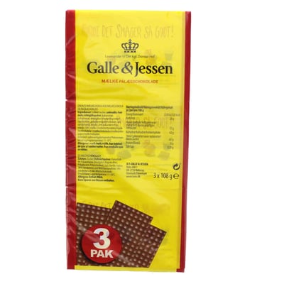 Galle og Jessen Pålægschokolade lys 3-pak 324 g