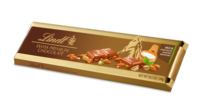 Lindt Gold Bar Milk Almond Pistachio 300g