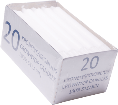 Kronelys 19cm Ren Stearin 20 Stk
