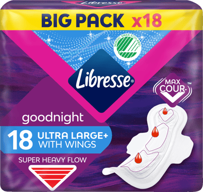 Libresse Ultra Goodnight Large+ natbind med vinger 18 stk
