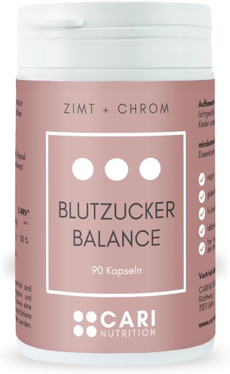 BLUTZUCKERBALANCE | 90 Zimtkapseln mit Chrom | Insulinresistenz und Blutzuckerregulierung | vegan & hergestellt in Deutschland