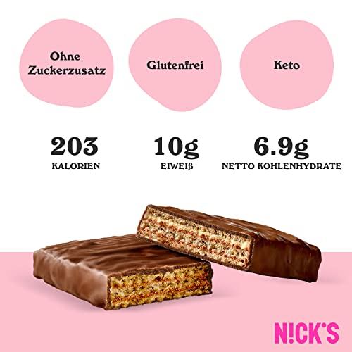 Nicks Keto Bar Peanuts N Fudge, snack al caramello di cioccolato, 175 calorie, 3,9 carboidrati netti, senza zucchero aggiunto, senza glutine, dolci a basso contenuto di carboidrati (15x40g)