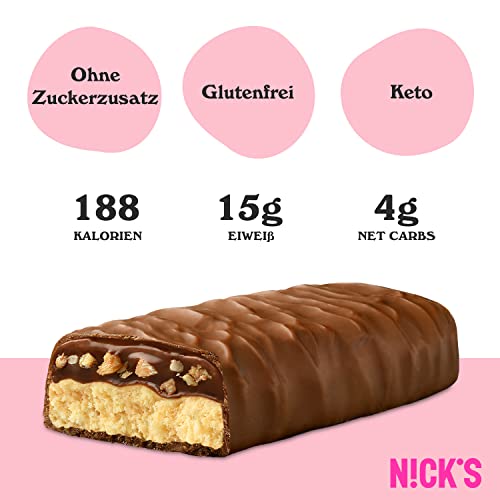 NICKS Protein Bar Mix, Keto Protein Bars Low carb snacks without added sugar, Gluten free | 15g protein with collagen (9 protein bars x 50g)