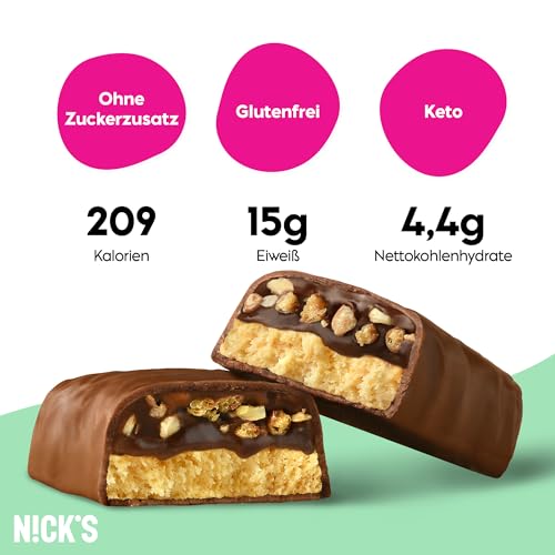 NICKS Protein Bar Mix, Keto Protein Bars Low carb snacks without added sugar, Gluten free | 15g protein with collagen (9 protein bars x 50g)