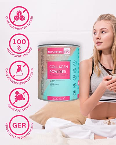 Zuckerfreilich Colagen Pulver Kokos 240G Ohne Zucker, Kollagen MIT Vitaminen, Zuckerfreies Protein und Spacerenelementen, Hochdosiert MIT 7.000 mg Kollagenhydrolysat Pro Portion pro