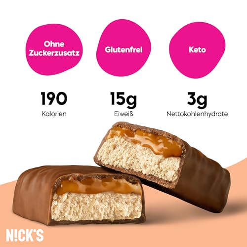 NICKS Protein Bar Mix, Keto Protein Bars Low carb snacks without added sugar, Gluten free | 15g protein with collagen (9 protein bars x 50g)