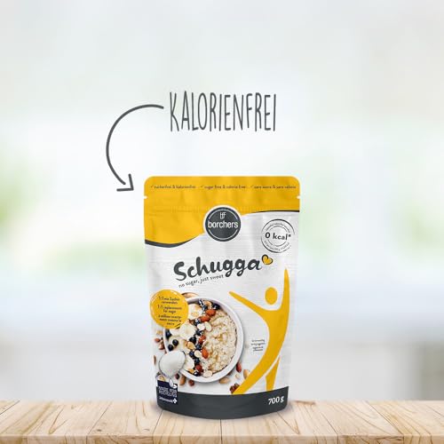 borchers Schugga 700 g | Niente zucchero, solo dolce | Borsa XXL | Eritritolo con dolcificante cristallino sucralosio | Alternativa allo zucchero | Dolcificante | Senza calorie | 0,7 kg