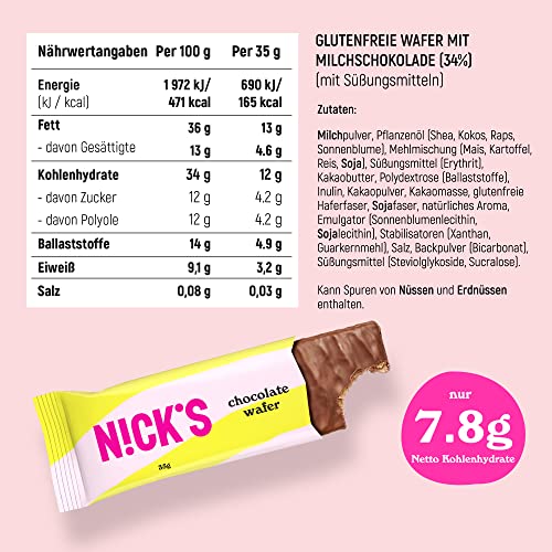 Nicks Keto Bar Peanuts N Fudge, snack al caramello di cioccolato, 175 calorie, 3,9 carboidrati netti, senza zucchero aggiunto, senza glutine, dolci a basso contenuto di carboidrati (15x40g)