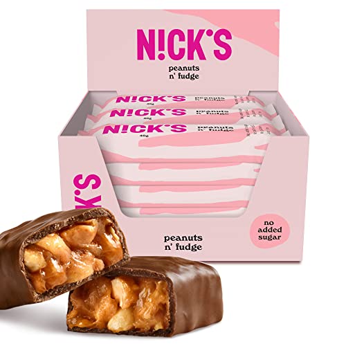 Nicks Keto Bars Erdnüsse N Fudge, Schokoladen Erdnüsse Karamell -Snacks, 175 Kalorien, 3,9 Nettokohlenhydrate, kein Zucker, glutenfrei, kohlenhydratarm (15 x 40 g)