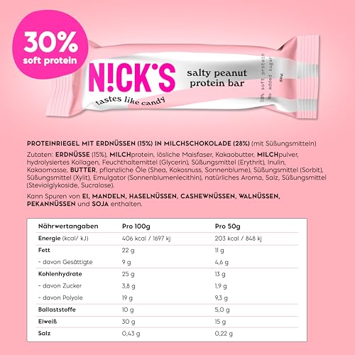 NICKS Protein Bar Mix, Keto Protein Bars Low carb snacks without added sugar, Gluten free | 15g protein with collagen (9 protein bars x 50g)