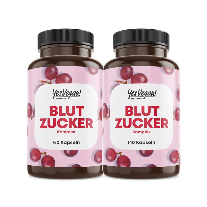 Blood sugar complex - 140 blood sugar capsules - tailored micronutrients especially suitable for diabetics - with grape seed extract OPC. Chromium. Magnesium - vegan