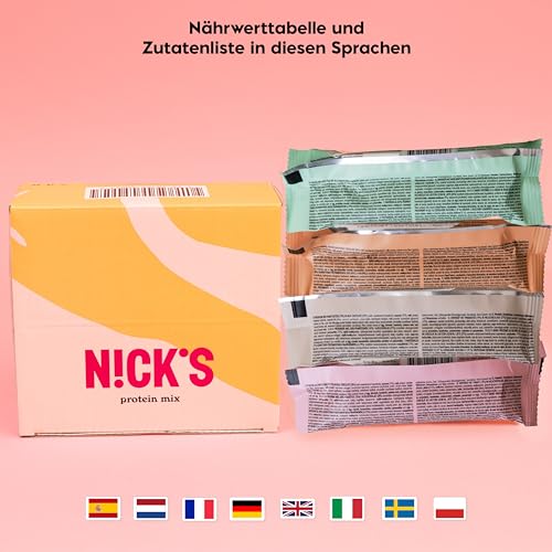 NICKS Protein Bar Mix, Keto Protein Bars Low carb snacks without added sugar, Gluten free | 15g protein with collagen (9 protein bars x 50g)