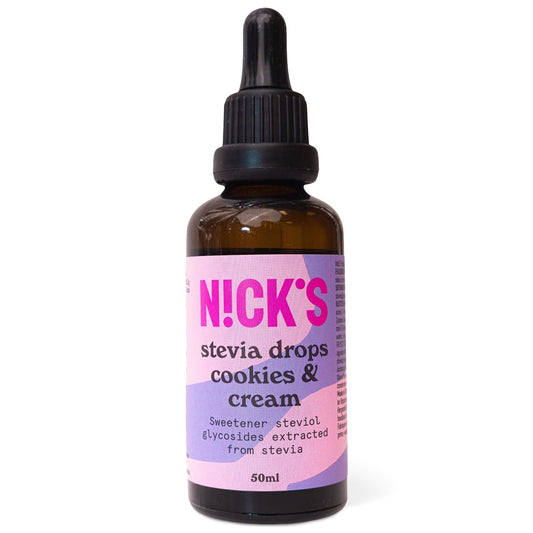 Nicks Stevia Liquid Cookies & Cream Sala Drops (50 ml) Keto Sugar Schemolente senza calorie, sostituto dello zucchero a basso contenuto di carboidrati, dolcificante, dolcificante liquido, alternativa allo zucchero, dolcificante con pipetta