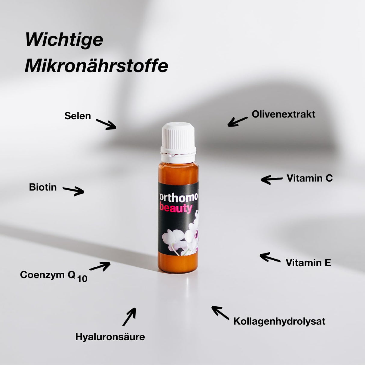 Orthomol Beauty for Women - Per pelle, capelli e unghie - con coenzima Q10, biotina e zinco - pacchetto di ricarica con bottiglia da bere, 30 porzioni giornaliere