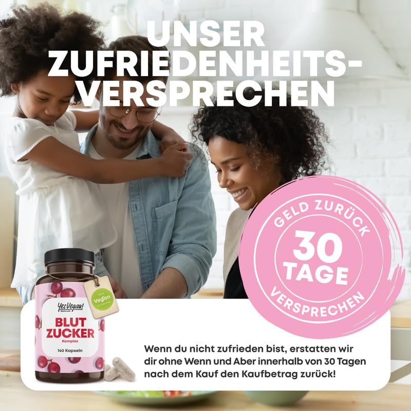 Blutzuckerkomplex - 140 Blutzuckerkapseln - maßgeschneiderte Mikronährstoffe, die besonders für Diabetiker geeignet sind - mit Traubensamenextrakt OPC. Chrom. Magnesium - Vegan