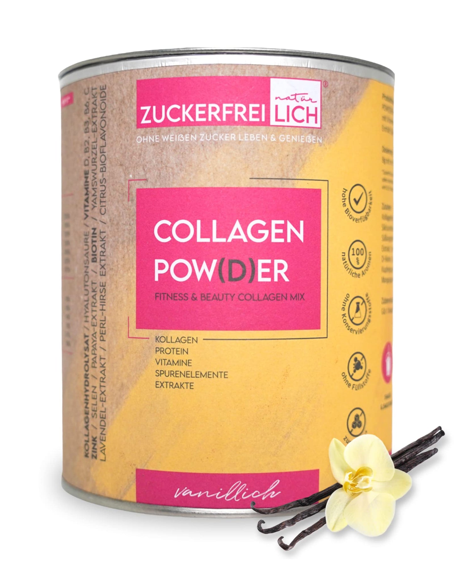 Zuckerfreilich Collagen Pulver Kokos 240g Ohne Zucker, Kollagen MIT Vitaminen, Zuckerfreies Protein und SpurenElementen, Hochdosiert MIT 7.000 mg Kollagenhydrolysat Pro Porsjon