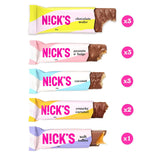 Nicks Chocolate Keto Bar Favoriti Mescola con barrette di cioccolato senza zucchero aggiunto, senza glutine, dolci a basso contenuto di carboidrati (12 snack bar)