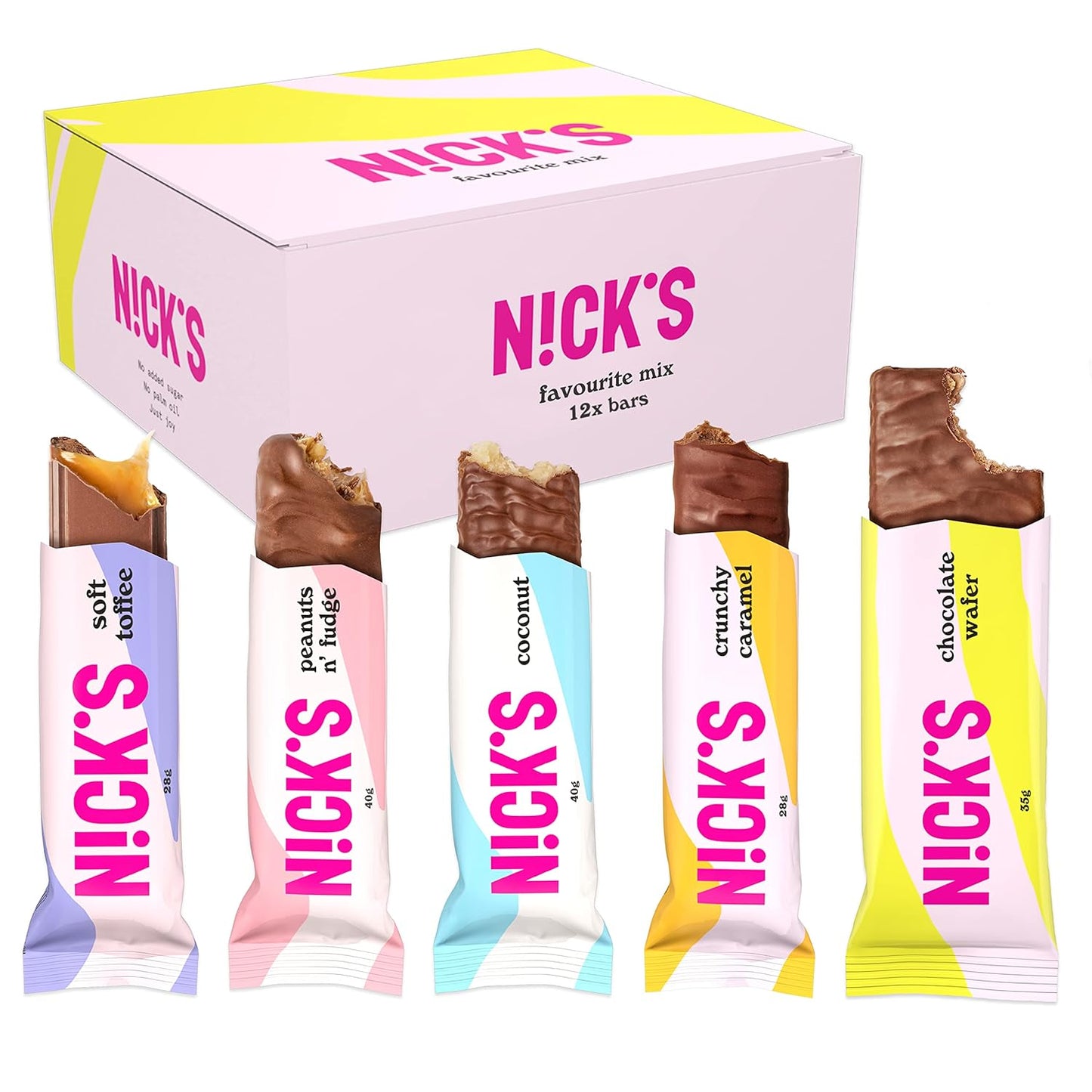 Nicks choklad keto bar favoriter blandas med chokladkakor utan tillsatt socker, glutenfri, lågkolhydrat godis (12 snacks barer)