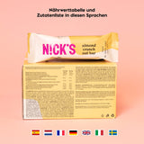 Nicks Keto Bar Almond Crunch, Vegan Chocolate Almond Nut Bar, 173 kalorier, 2,8 netto kulhydrater, ingen tilsat sukker, glutenfri, lav kulhydratsød (12x40g)