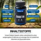 BestProvita Diabetin -kapsler (3 x 60 Diabetin -kapsler) - Naturlig multivitaminstøtte til type 2 -diabetes, blodsukkersænkning og diabetes vitaminer