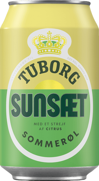 Grøn Tuborg Sunsæt Pilsner - 46% øl 24x33cl dåse