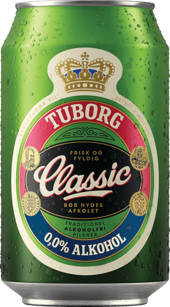 Tuborg Classic 00% Pilsner - Alkoholfri øl 24x33cl dåse