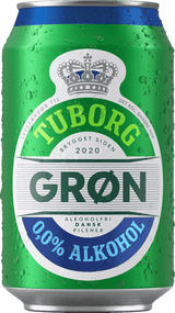 Grøn Tuborg 00% Pilsner - Alkoholfri øl 24x33cl dåse