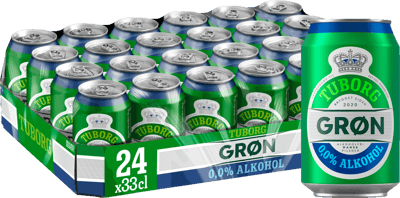Grøn Tuborg 00% Pilsner - Alkoholfri øl 24x33cl dåse