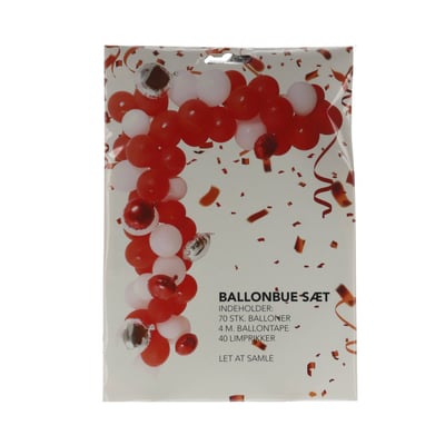 Ballonbue - 70 Balloner RØD Hvid