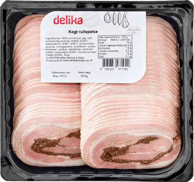 Rullepølse Med Løg og Peber I Skiver 500G