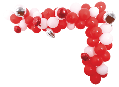 Ballonbue - 70 Balloner RØD Hvid