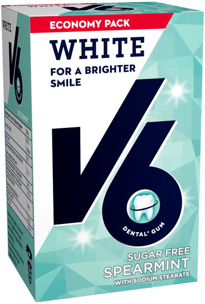 V6 Spearmint alb Økonomipakke 72 g