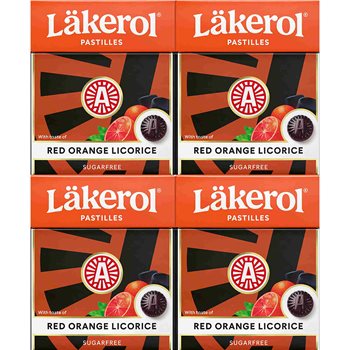 Läkerol rød orange 4-pack