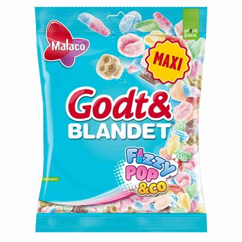 Malaco god og blandet fizzy pop & co 330g